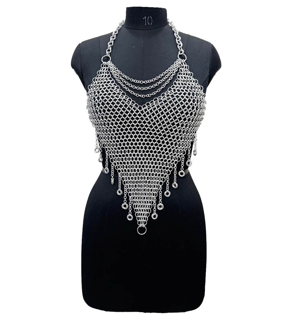 Medieval Aluminum Chainmail Top Butted Ring Fantasy Bra for Renaissance Faire and Halloween Gift