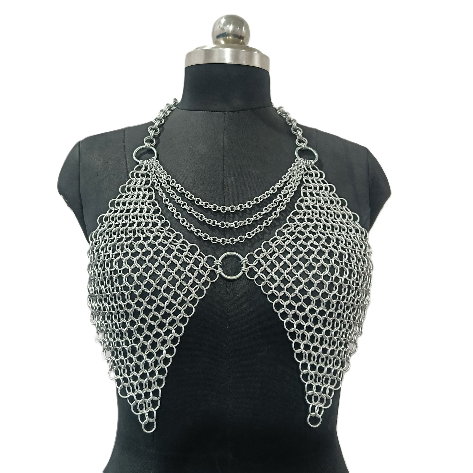 Women's Aluminum Chainmail Top Medieval Gothic Armor Costume for Renaissance Faire LARP and Festivals