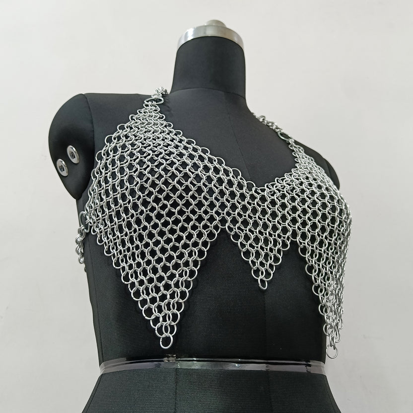 Aluminum Chainmail Top Handmade Lightweight Butted Ring Bra Women's Cosplay Party Outfit