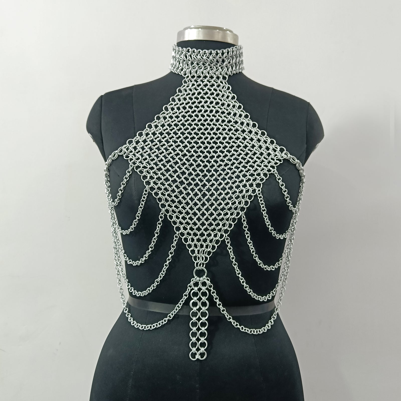 Aluminum Chainmail Top Handmade Fantasy Halter Bra Gothic Rave Festival Outfit Renaissance Faire Armor