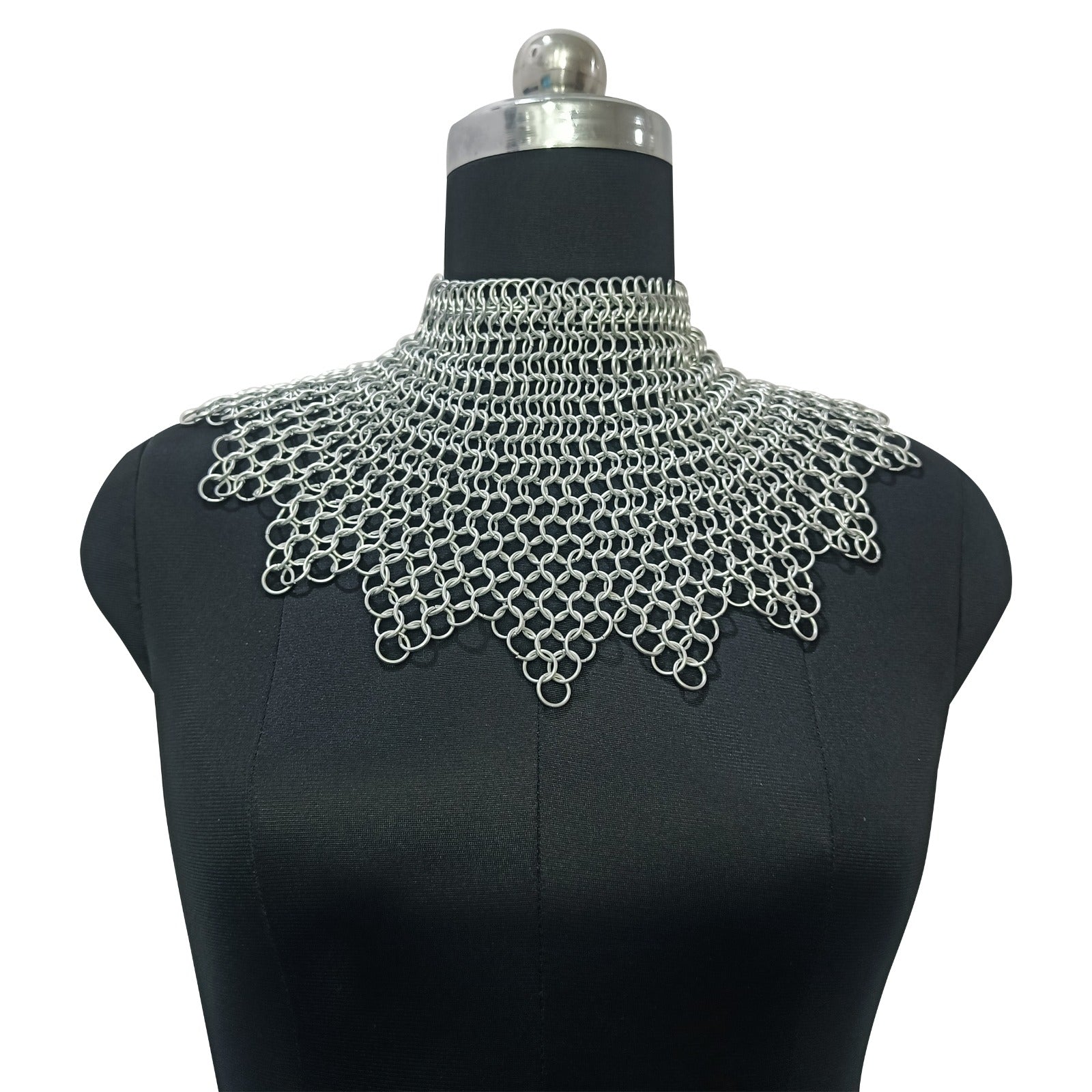 Medieval Aluminium Chainmail Collar Zig-Zag Neck Armor for Women Festival Outfit