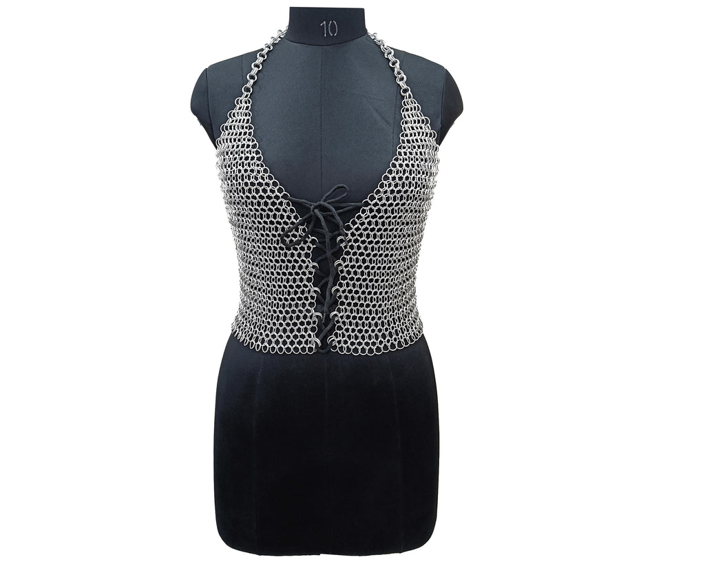 Handmade Aluminum Chainmail Top Lightweight Silver Armor Medieval Gothic Festival Costume