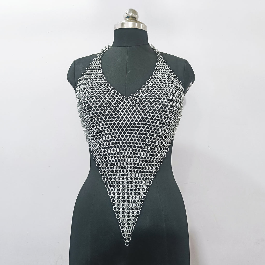 Handmade Aluminum Chainmail Top Lightweight Silver Armor Medieval Gothic Festival Costume