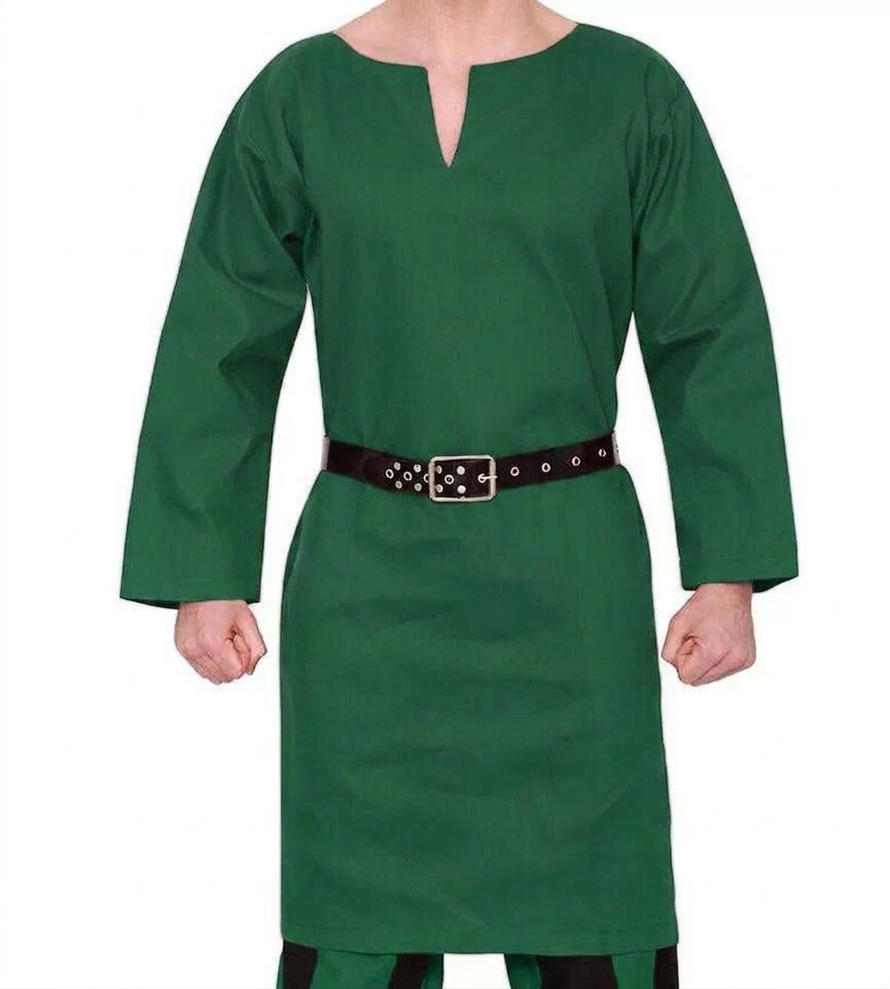 Medieval Red Cotton Tunic Viking Warrior Costume for Halloween Party and Cosplay