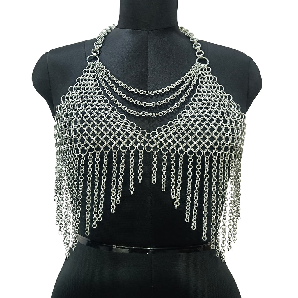 Handmade Chainmail Top Aluminum Fantasy Bra Gothic Rave Festival Outfit Renaissance Faire Armor