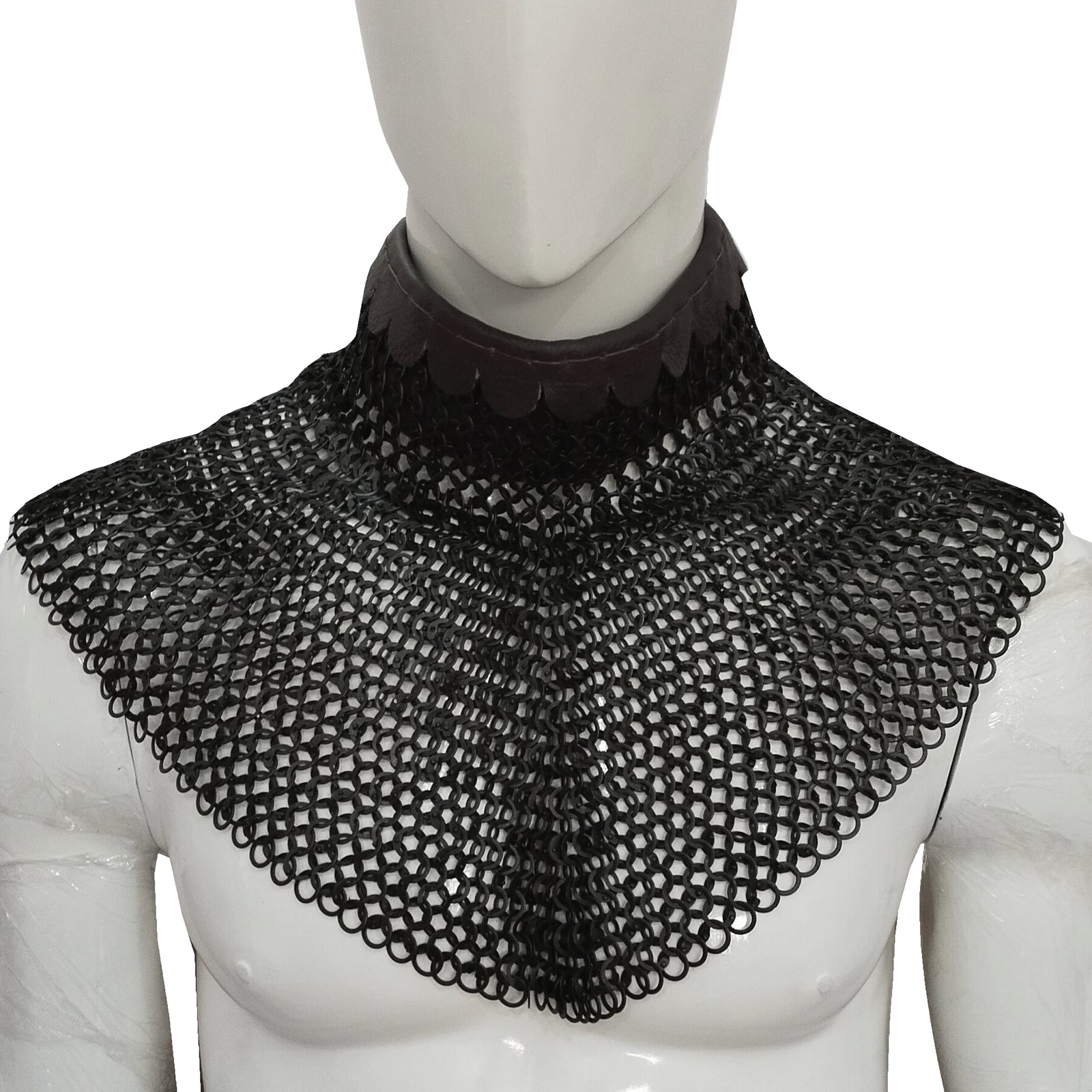 Mild Steel Chainmail Round Collar Flat Riveted Rings Neck Protection for LARP Cosplay