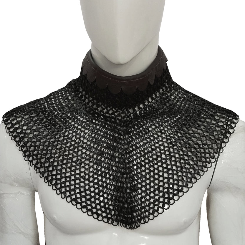 Mild Steel Chainmail Round Collar Flat Riveted Rings Neck Protection for LARP Cosplay