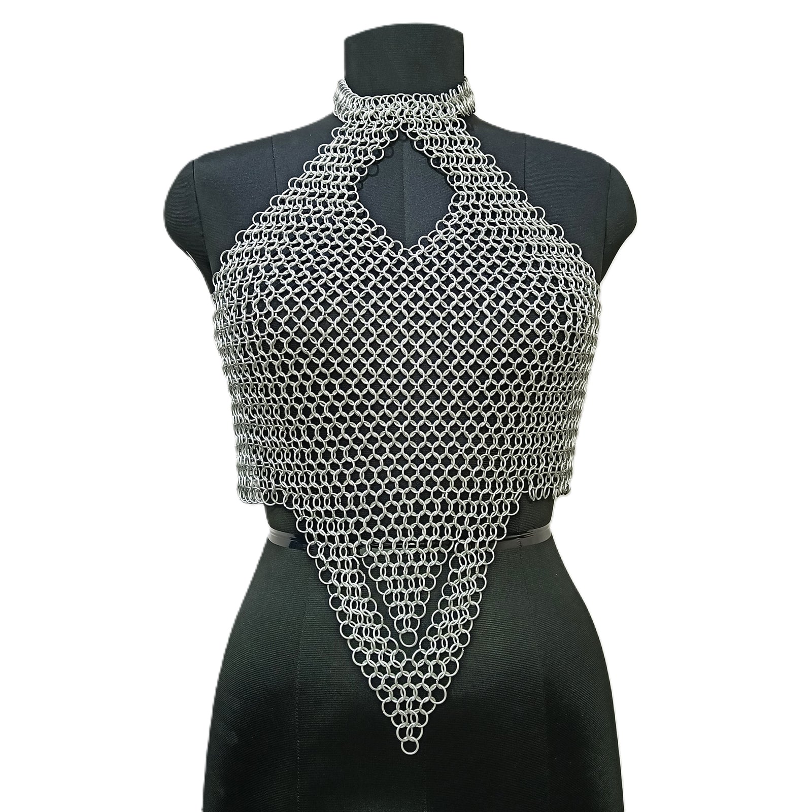 Medieval Aluminum Chainmail Top Halter Neck 10mm Ring Women Fantasy Costume Outfit Festival Wear