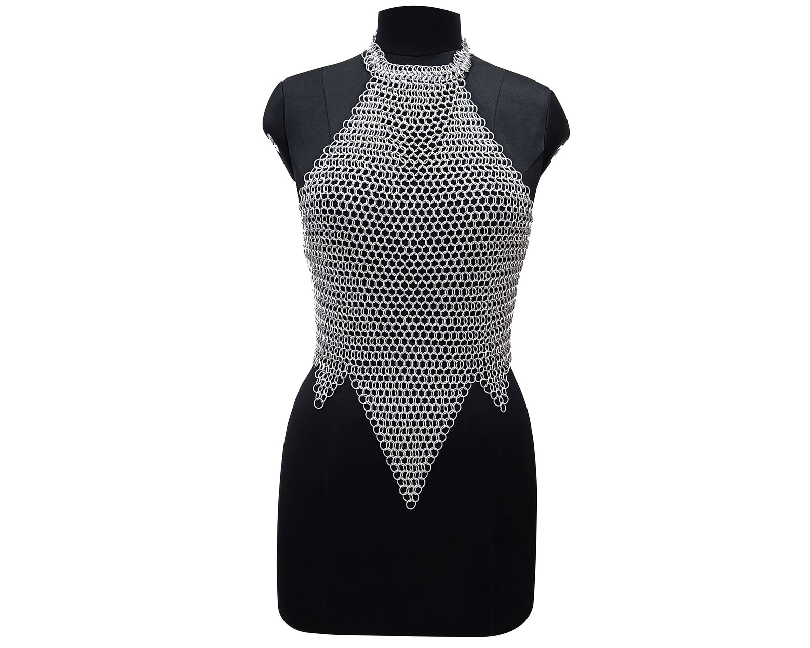 Medieval Chainmail Top for Women Aluminum Halter Bra Armor Cosplay Halloween Festival Outfit