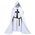 Medieval Crusader Knight Cotton Tunic with Hooded Cloak Black Templar Costume