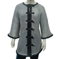 Medieval Chainmail Shirt Aluminum Flat Riveted Ring Hauberk with Leather Trim
