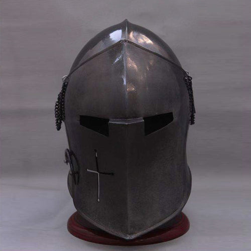 Antique Barbuta Helmet Handmade Medieval Knight Mild Steel Armor for LARP and Historical Display