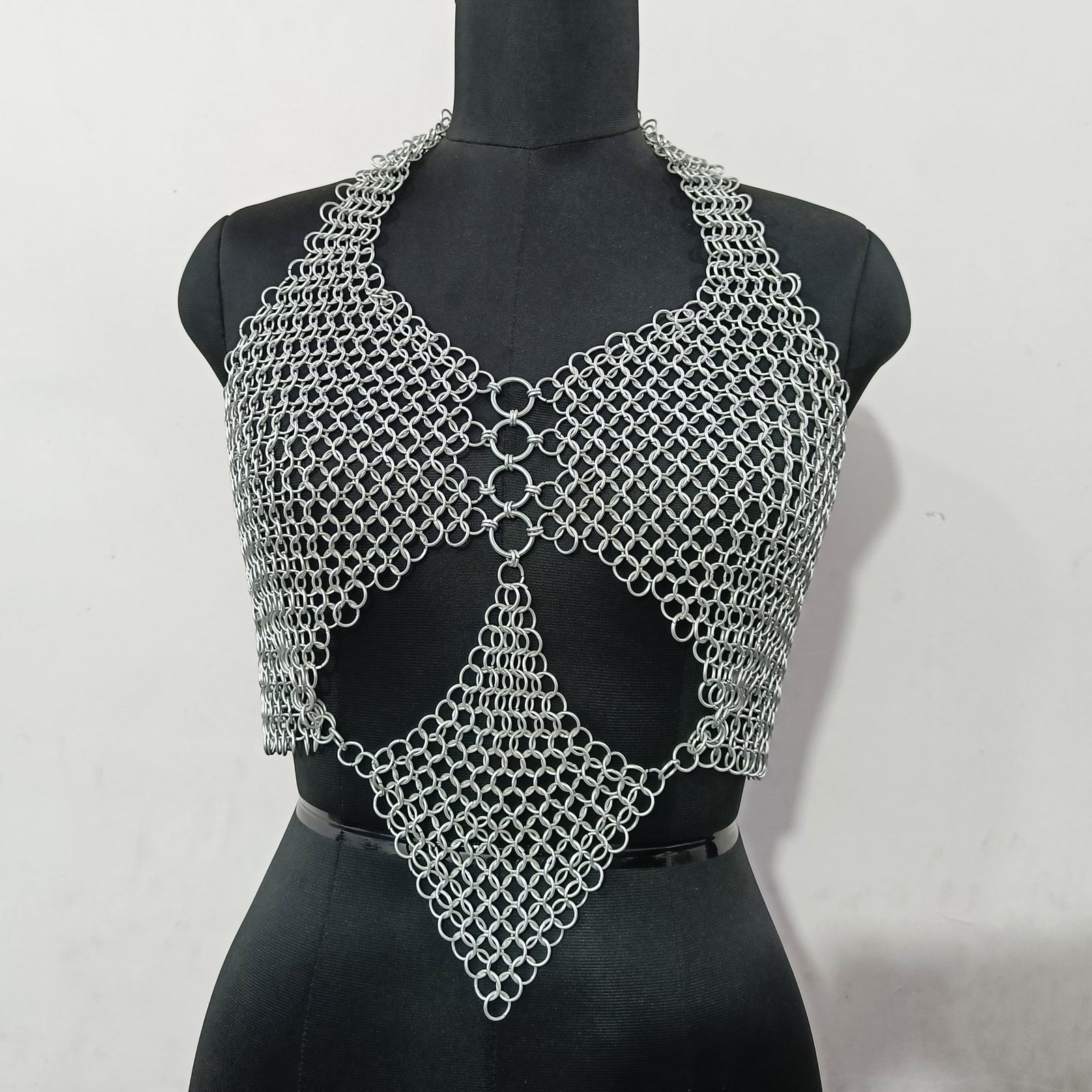 Handmade Chainmail Bra Top for Women Aluminum Medieval Armor Gothic Festival Outfit and Halloween Gift