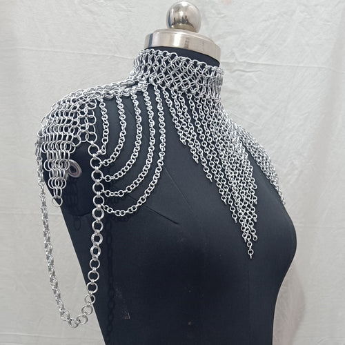 Aluminum Chainmail Collar Butted Ring Neck Armor Women LARP Renaissance Costume