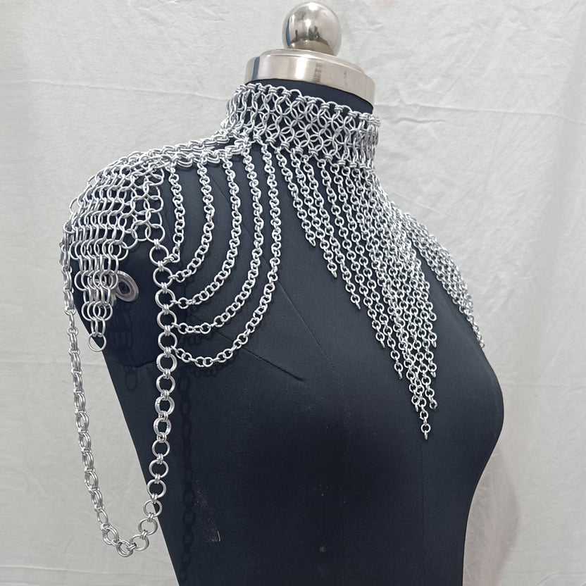 Aluminum Chainmail Collar Butted Ring Neck Armor Women LARP Renaissance Costume