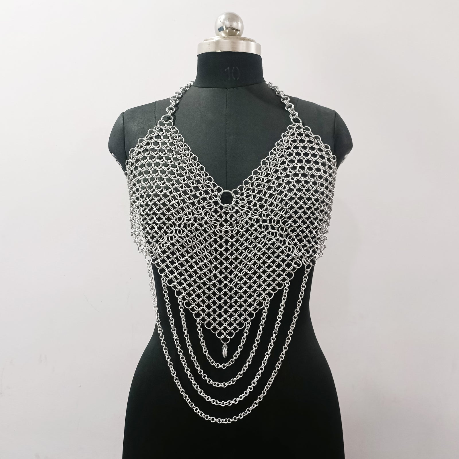 Women's Aluminum Chainmail Top Lightweight Butted Ring Bra Halloween Costume