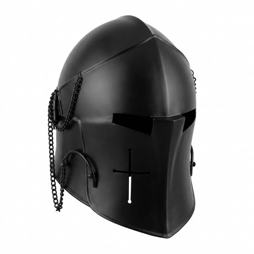 Medieval Black Barbuta Helmet Mild Steel Knight Armor for LARP Cosplay and Reenactment