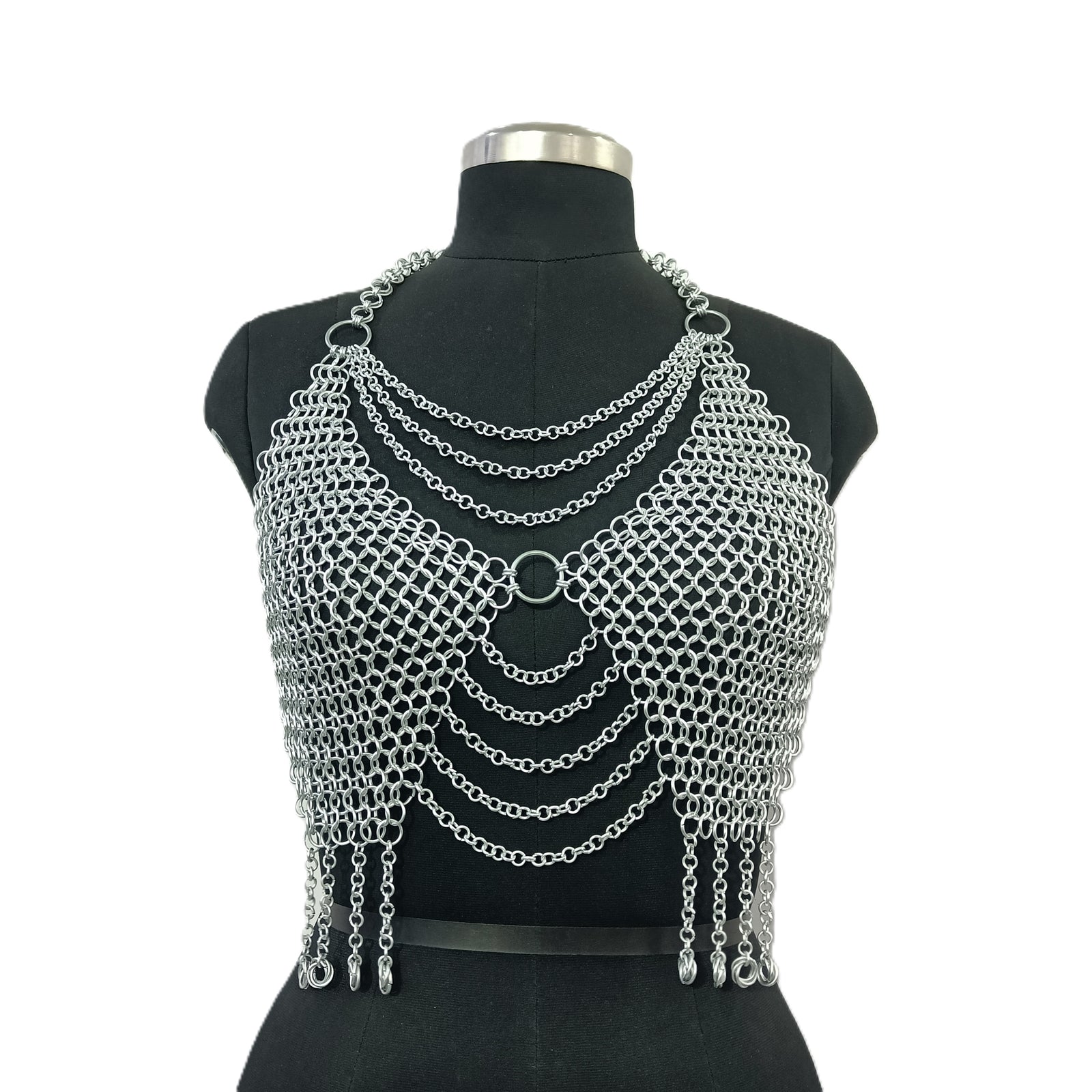 Handmade Chainmail Top for Women Silver Aluminum Halter Bra Gothic Festival Outfit Renaissance Faire Armor