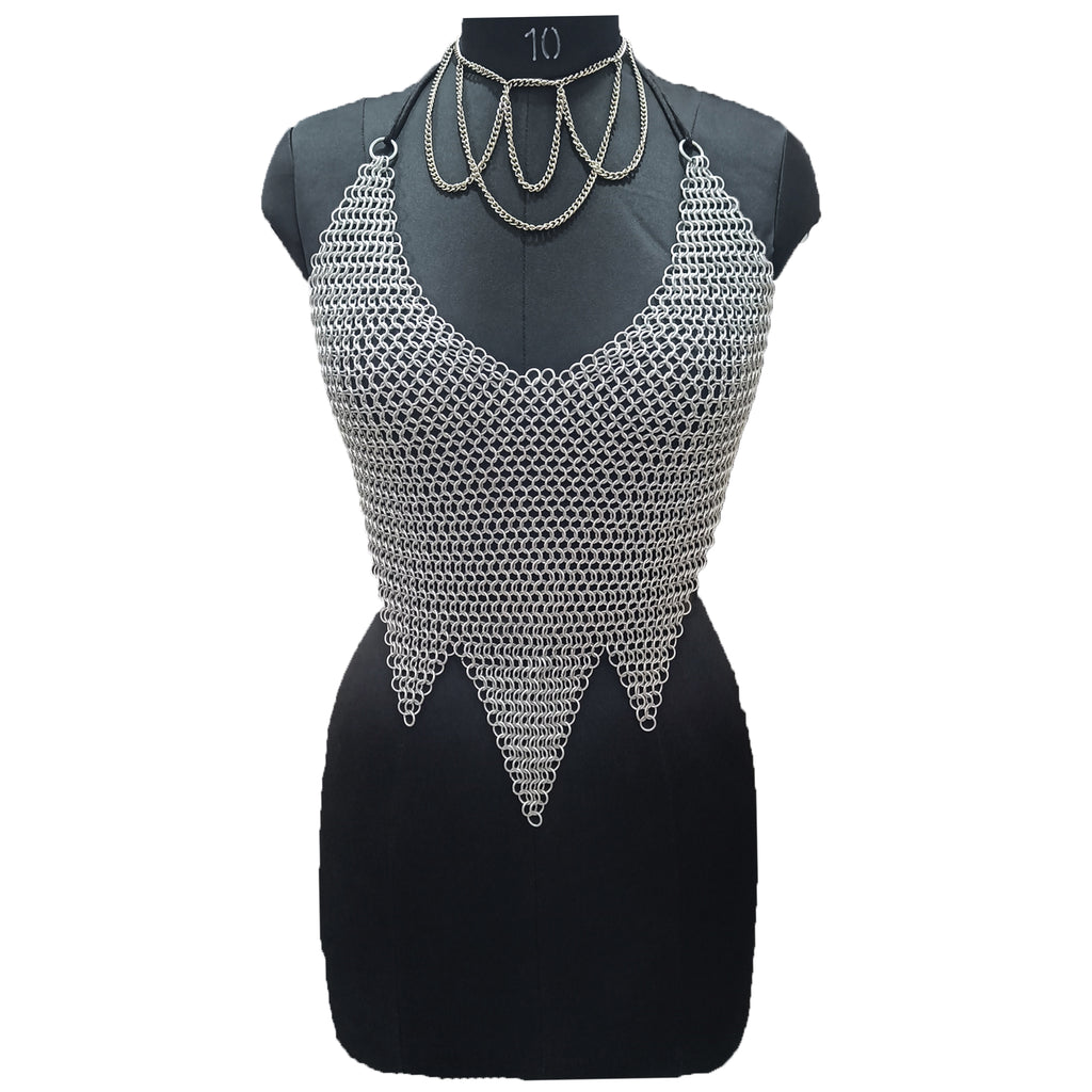 Handmade Aluminum Chainmail Top Fantasy Festival Outfit for Women Halloween Gift