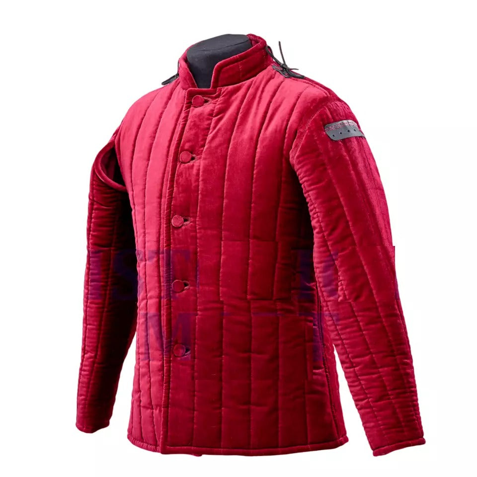 Medieval Cotton Padded Gambeson Coat Full Sleeve Aketon Jacket for Cosplay and LARP