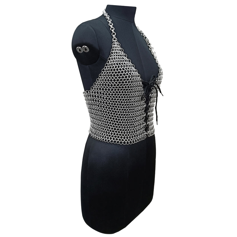 Handmade Aluminum Chainmail Top Lightweight Silver Armor Medieval Gothic Festival Costume