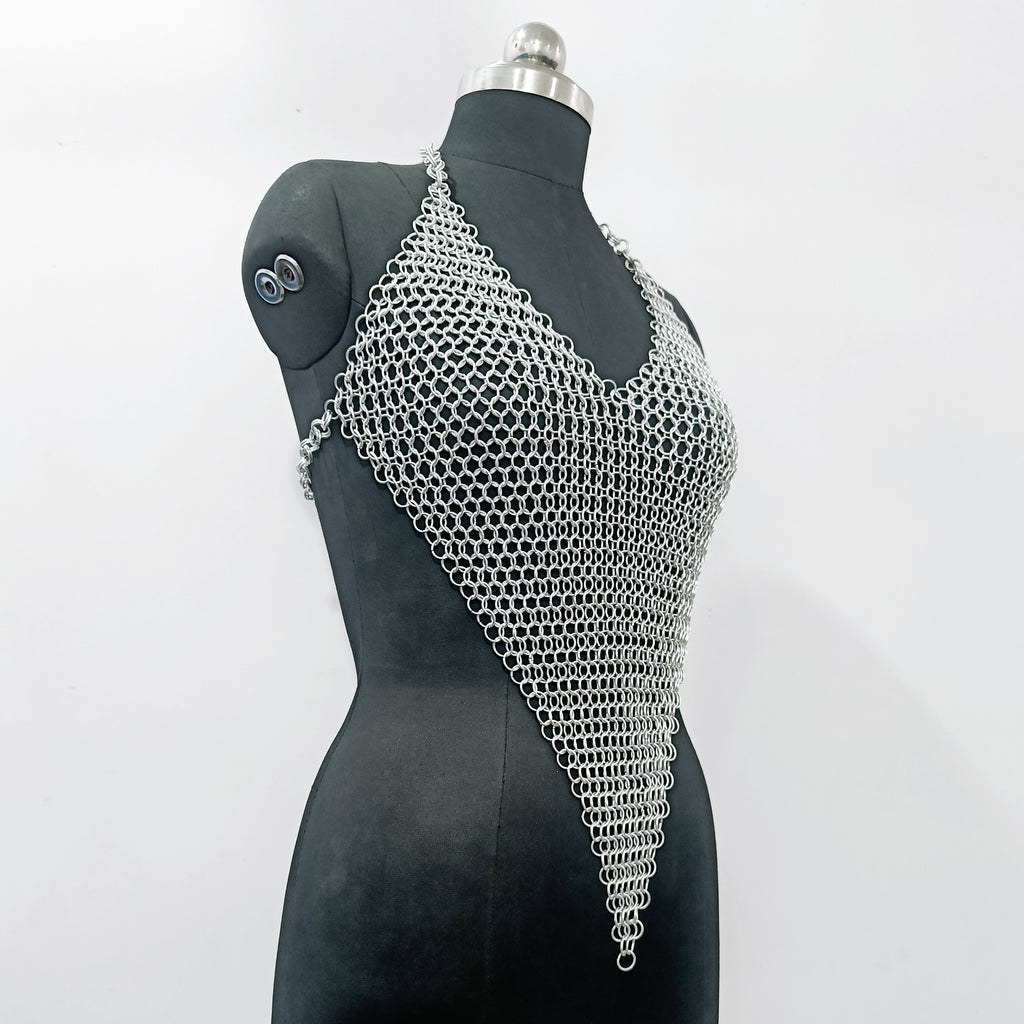 Handmade Aluminum Chainmail Top Lightweight Silver Armor Medieval Gothic Festival Costume