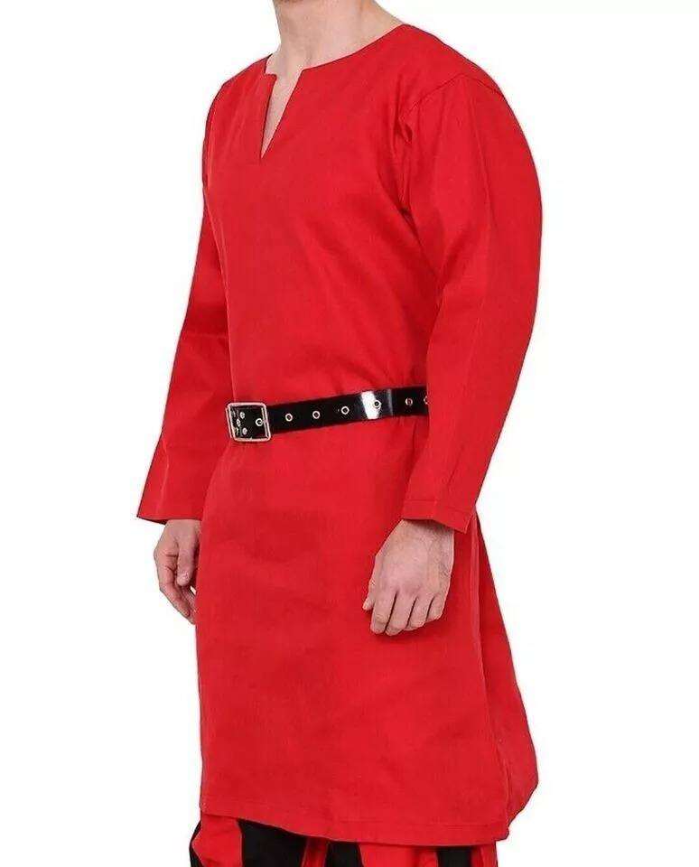 Authentic Medieval Viking Red Tunic Cotton LARP Renaissance Costume and Halloween