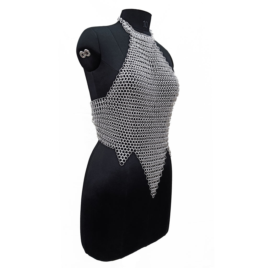 Medieval Chainmail Top for Women Aluminum Halter Bra Armor Cosplay Halloween Festival Outfit