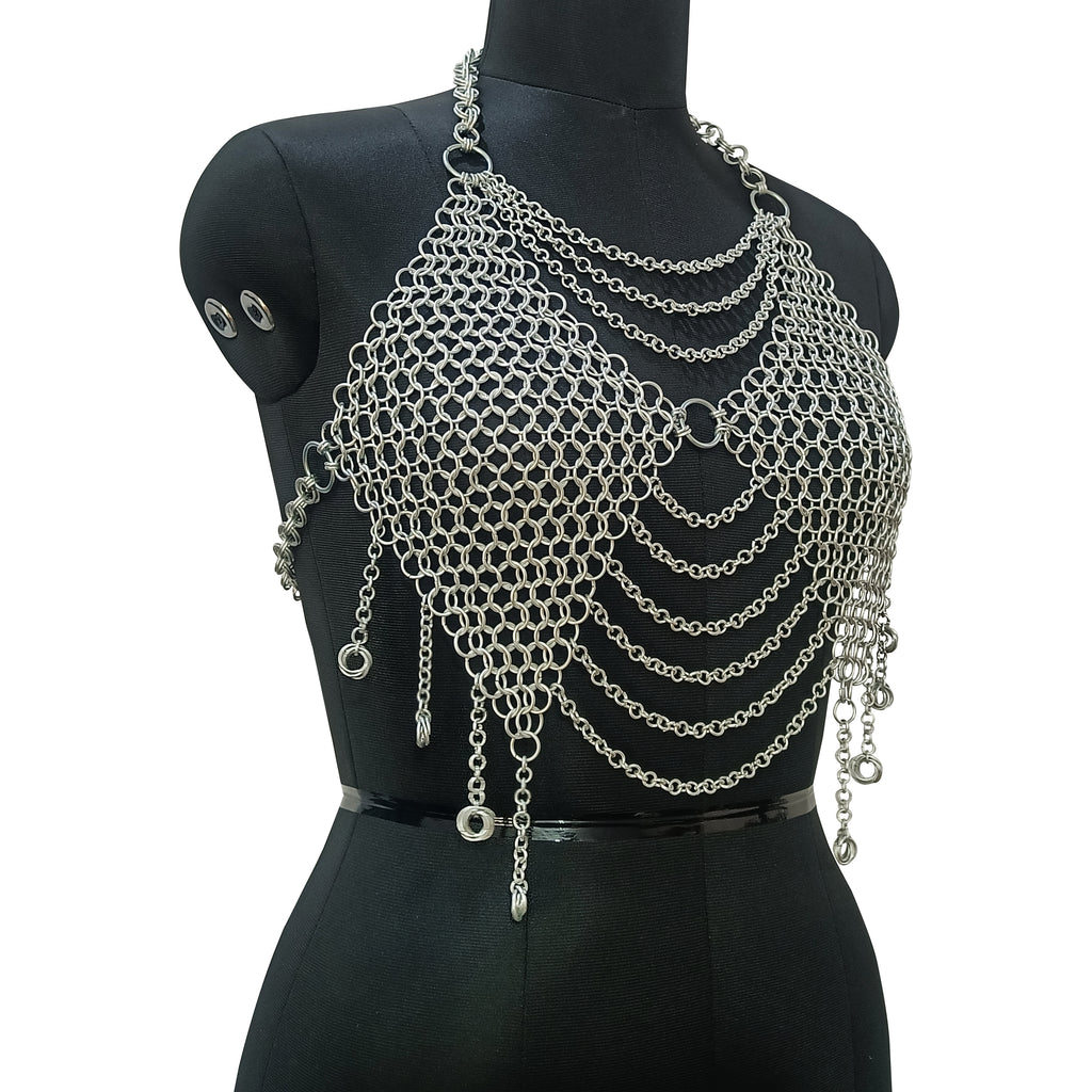 Handmade Aluminum Chainmail Top Lightweight Butted Ring Bra Women's Party Outfit