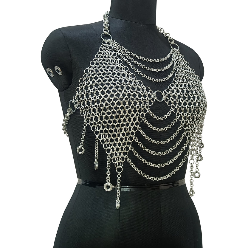 Handmade Aluminum Chainmail Top Lightweight Butted Ring Bra Women's Party Outfit