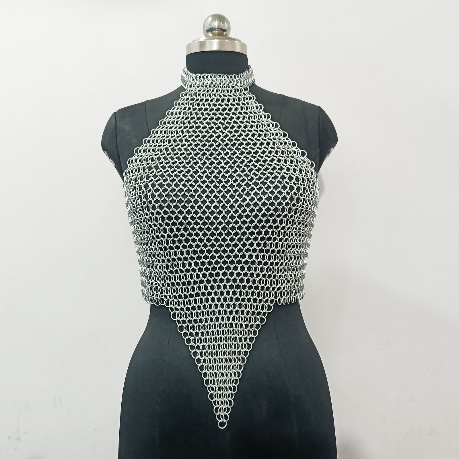 Medieval Aluminum Chainmail Top for Women Fantasy Festival Rave Outfit Gothic Halloween Costume Handmade Armor