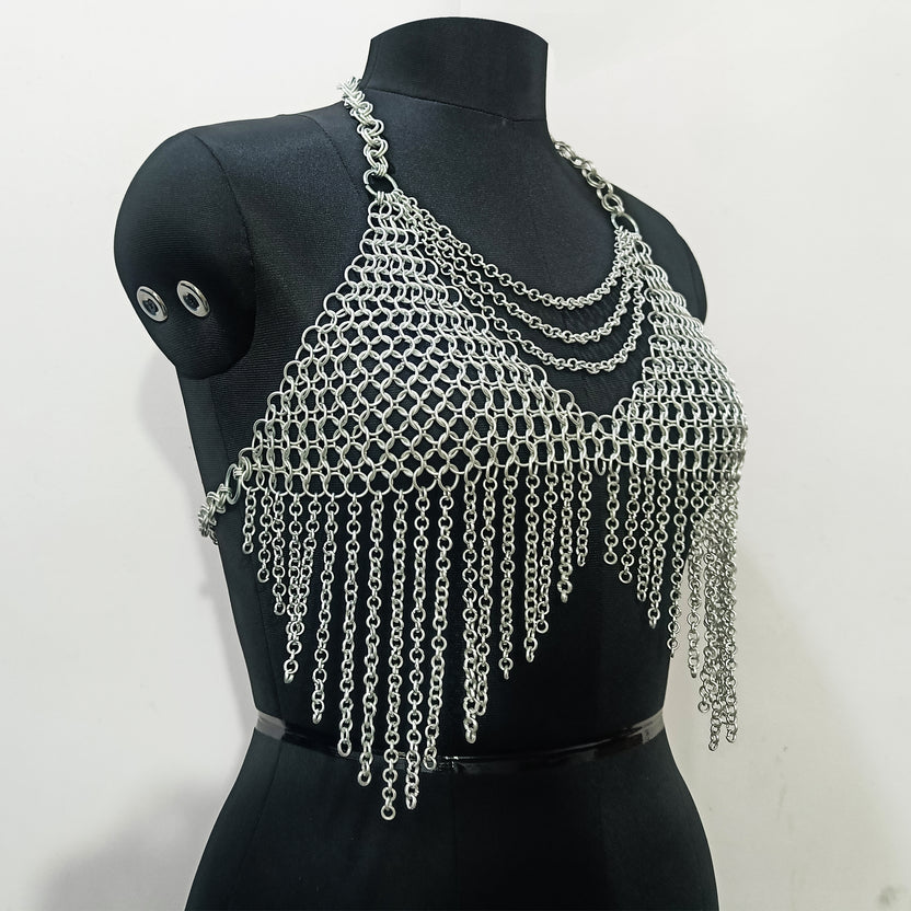 Handmade Chainmail Top Aluminum Fantasy Bra Gothic Rave Festival Outfit Renaissance Faire Armor