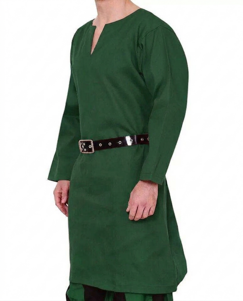Medieval Red Cotton Tunic Viking Warrior Costume for Halloween Party and Cosplay