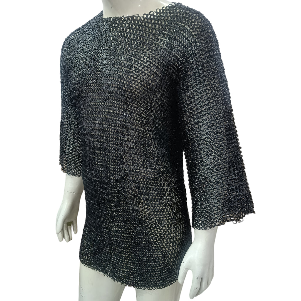 Mild Steel Chainmail Shirt Flat Riveted with Washer Ring Half Sleeve Hauberk Armor