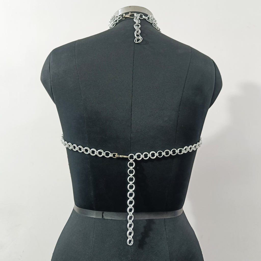 Aluminum Chainmail Top Handmade Fantasy Halter Bra Gothic Rave Festival Outfit Renaissance Faire Armor