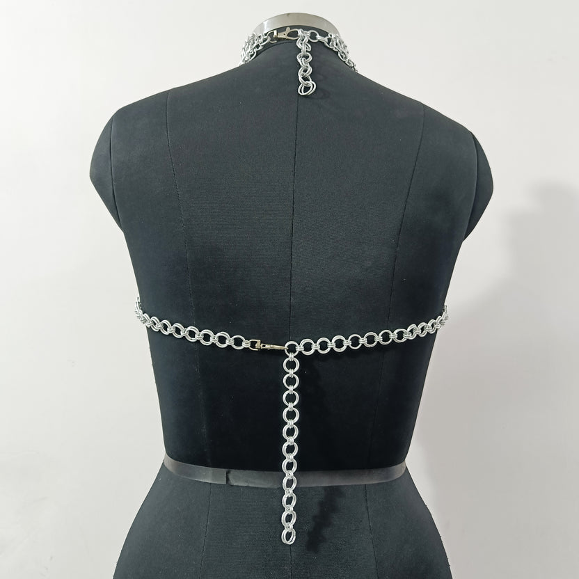 Aluminum Chainmail Top Handmade Fantasy Halter Bra Gothic Rave Festival Outfit Renaissance Faire Armor
