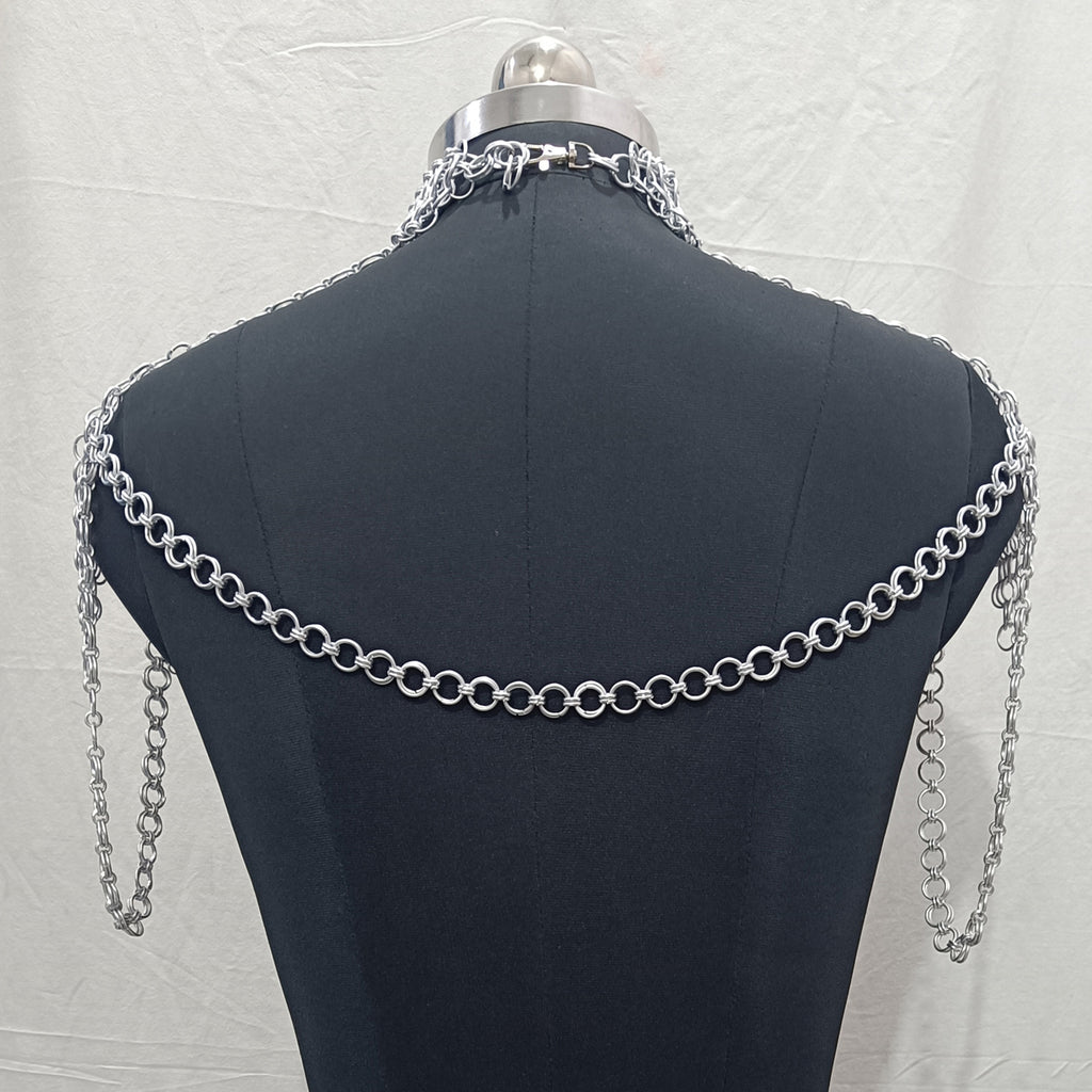 Aluminum Chainmail Collar Butted Ring Neck Armor Women LARP Renaissance Costume
