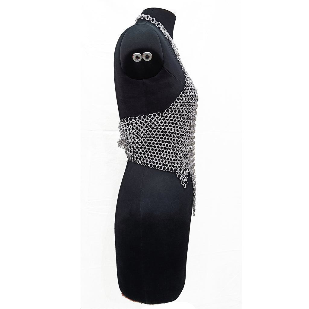 Medieval Chainmail Top for Women Aluminum Halter Bra Armor Cosplay Halloween Festival Outfit