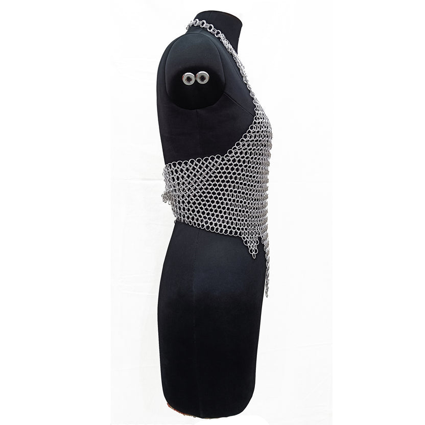 Medieval Chainmail Top for Women Aluminum Halter Bra Armor Cosplay Halloween Festival Outfit