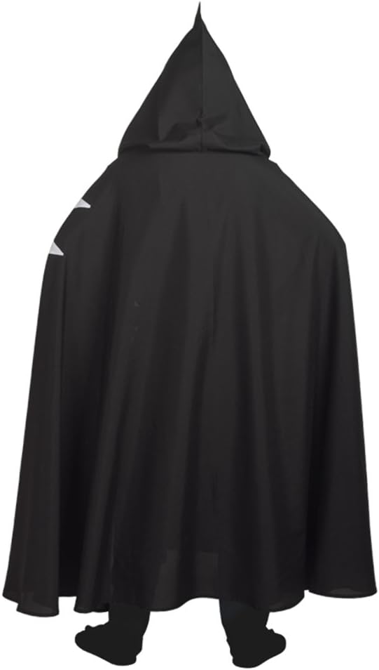 Medieval Knight Templar Cotton Hooded Cloak and Tunic Set Black Crusader Costume for Cosplay and Halloween