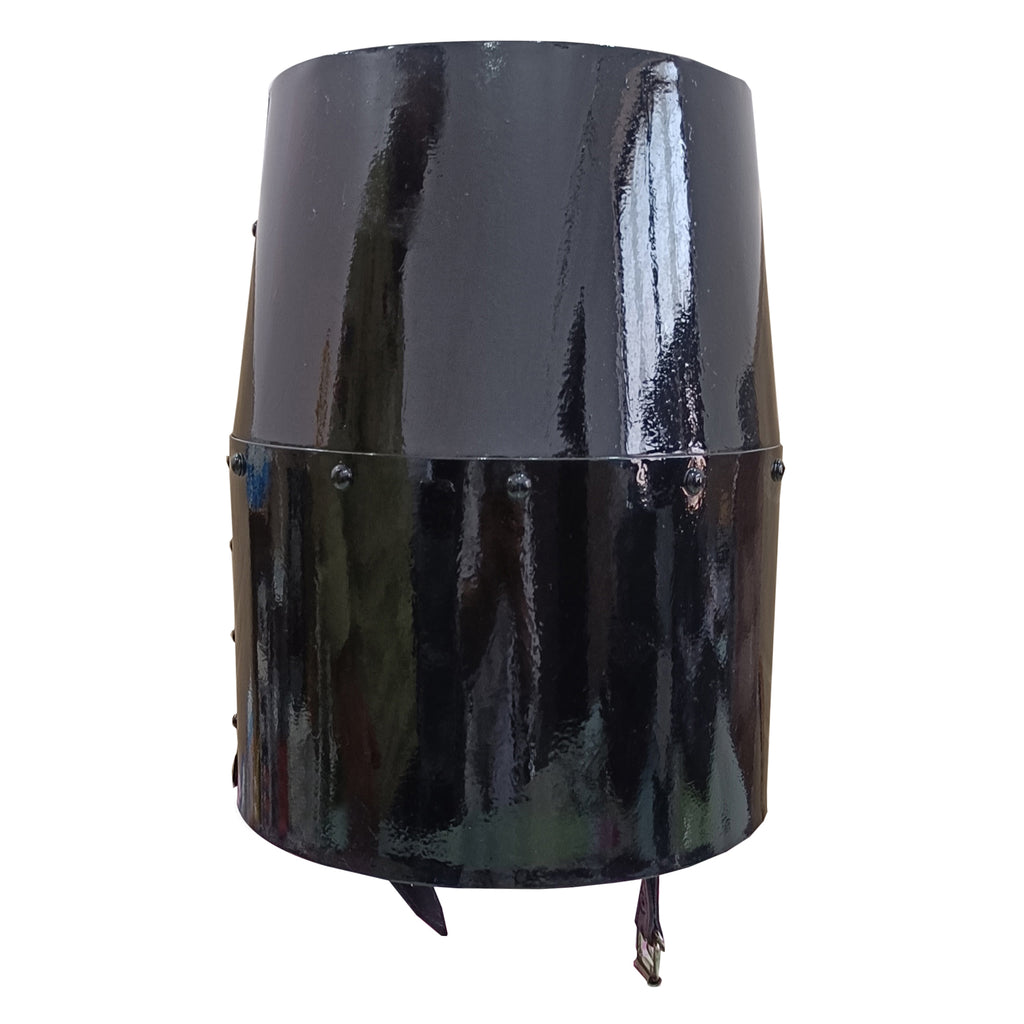 Medieval Black Templar Helmet with Brass Cross Design Crusader Knight Mild Steel Armor