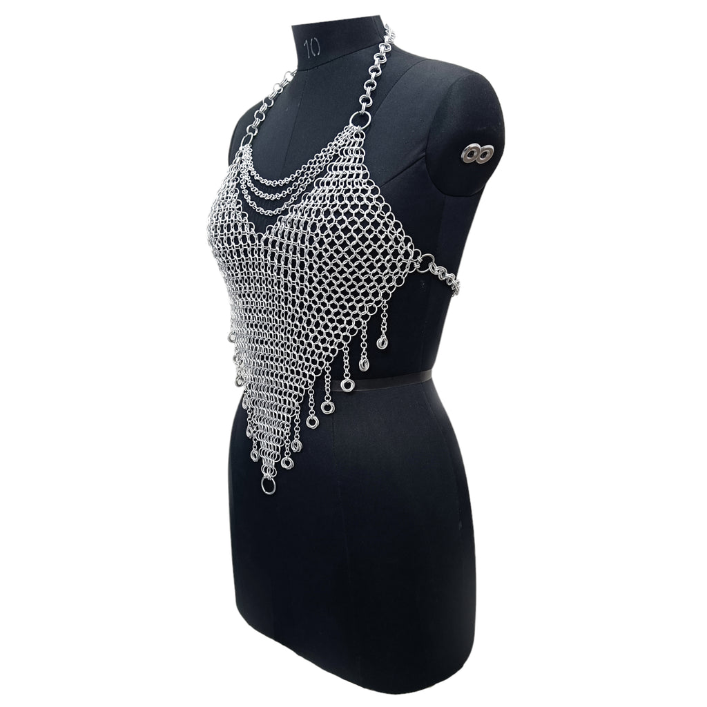 Medieval Aluminum Chainmail Top Butted Ring Fantasy Bra for Renaissance Faire and Halloween Gift