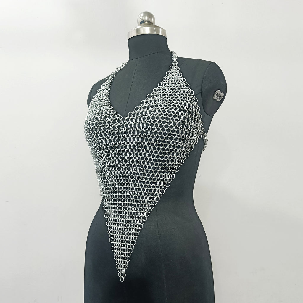 Handmade Aluminum Chainmail Top Lightweight Silver Armor Medieval Gothic Festival Costume