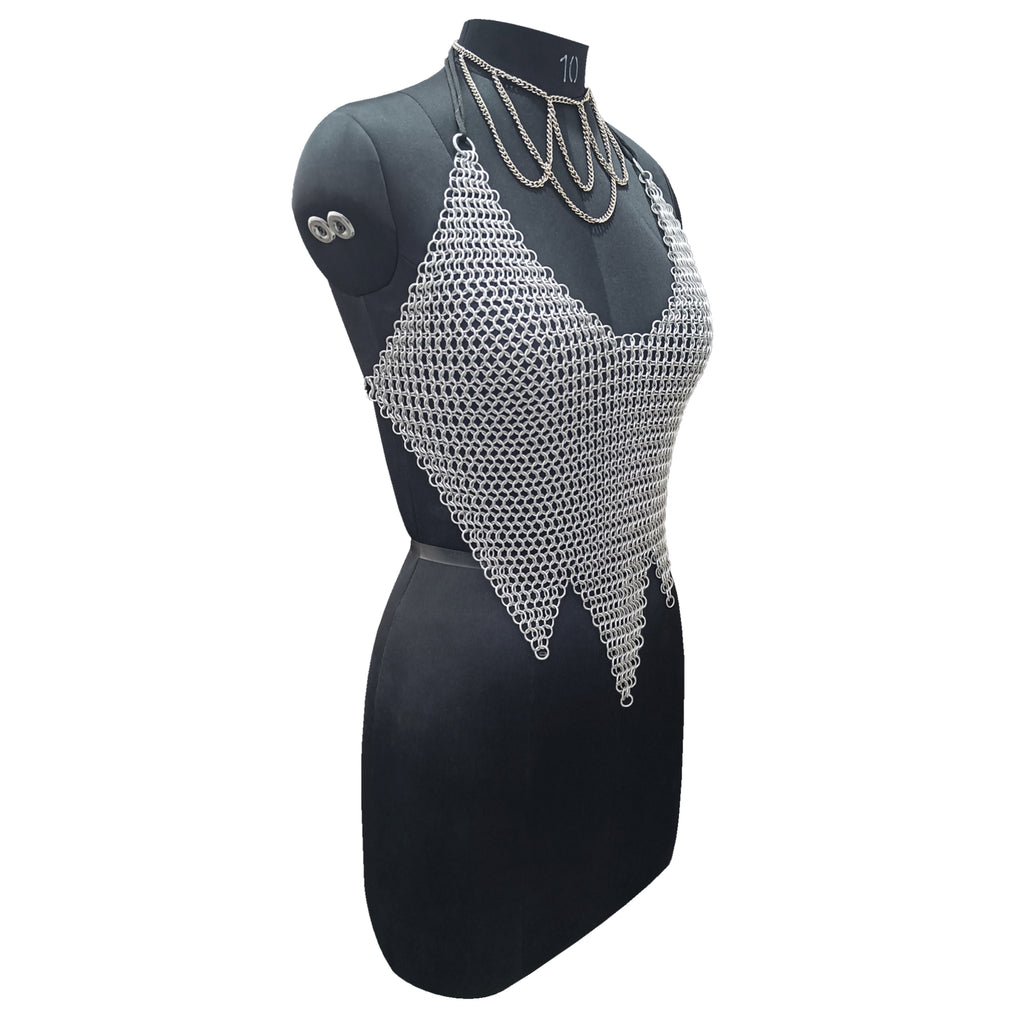 Handmade Aluminum Chainmail Top Fantasy Festival Outfit for Women Halloween Gift