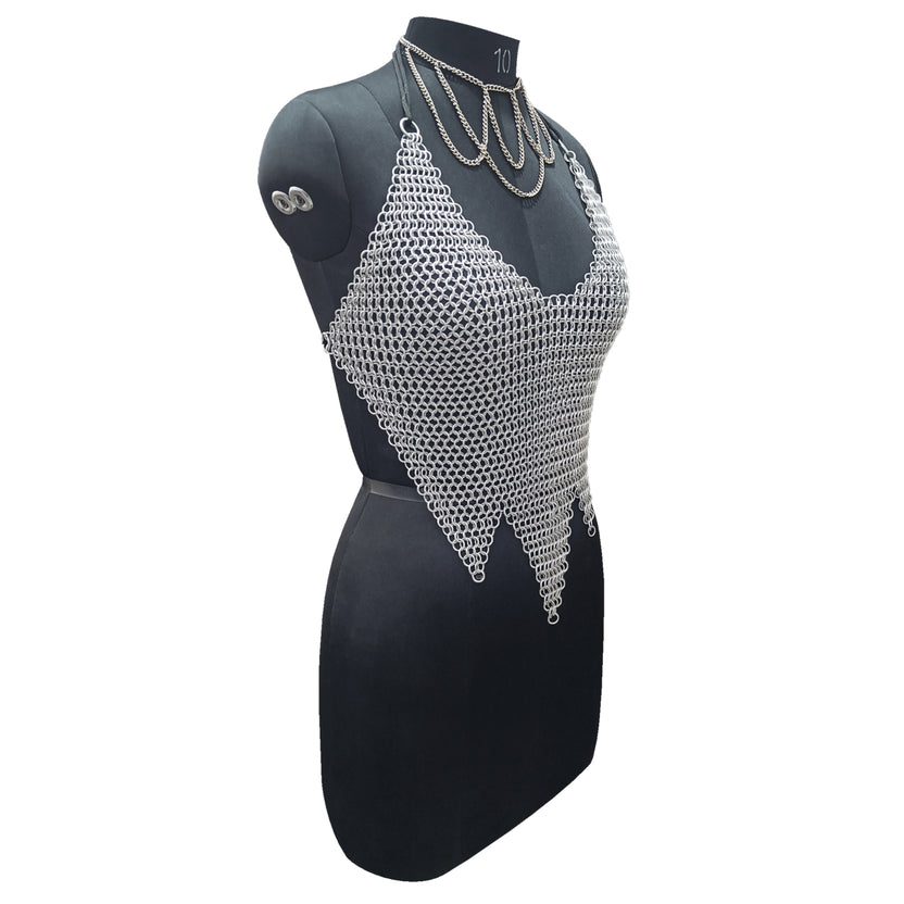 Handmade Aluminum Chainmail Top Fantasy Festival Outfit for Women Halloween Gift