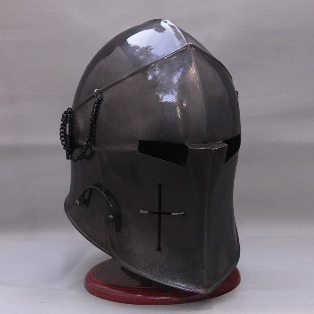 Antique Barbuta Helmet Handmade Medieval Knight Mild Steel Armor for LARP and Historical Display