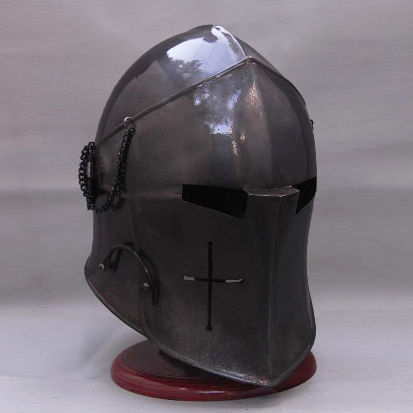 Antique Barbuta Helmet Handmade Medieval Knight Mild Steel Armor for LARP and Historical Display