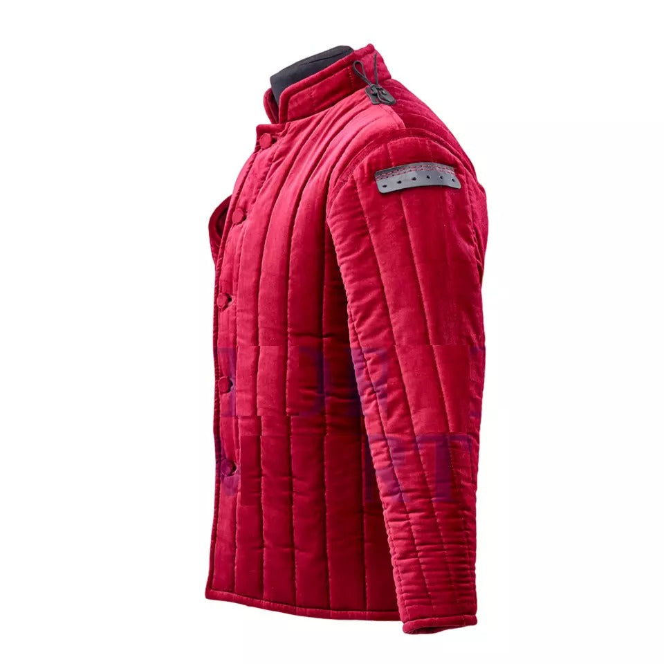 Medieval Cotton Padded Gambeson Coat Full Sleeve Aketon Jacket for Cosplay and LARP
