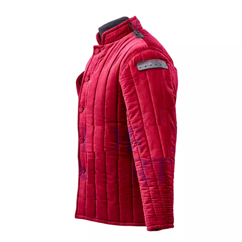 Medieval Cotton Padded Gambeson Coat Full Sleeve Aketon Jacket for Cosplay and LARP