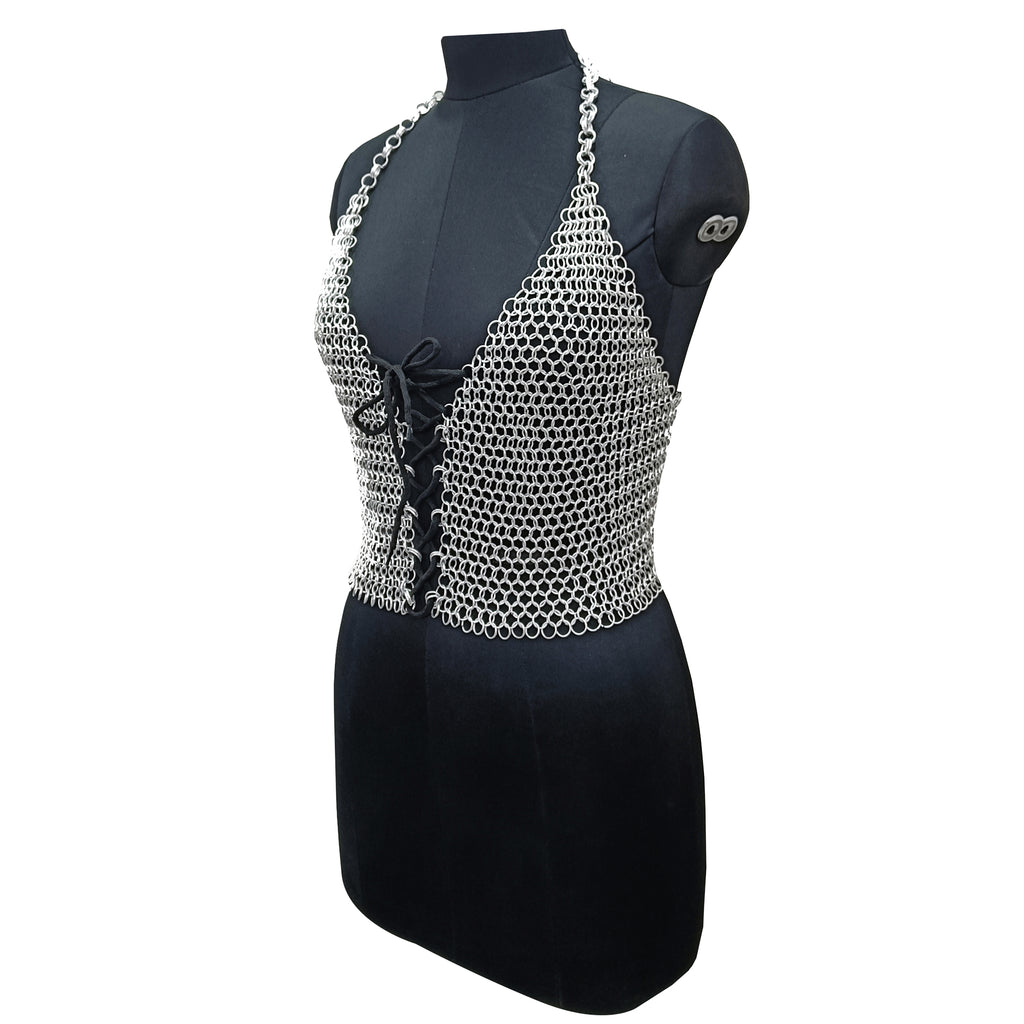 Handmade Aluminum Chainmail Top Lightweight Silver Armor Medieval Gothic Festival Costume